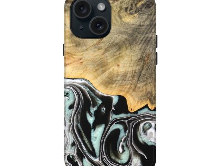 iPhone 15 Wood Live Edge Phone Case - Tamara (Black & White, 747207) Fashion