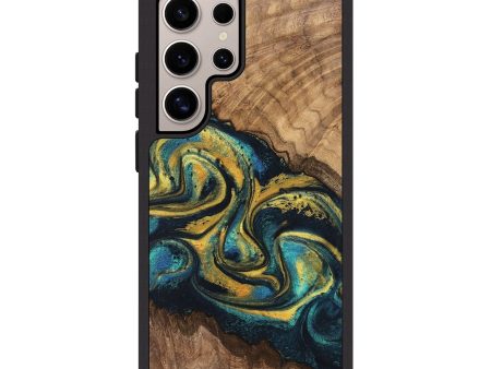 Galaxy S25 Ultra Wood Phone Case - Dereck (Teal & Gold, 746379) Sale