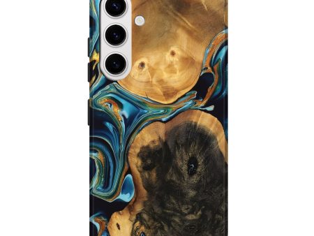 Galaxy S25 Plus Wood Live Edge Phone Case - Trevor (Teal & Gold, 746815) Cheap