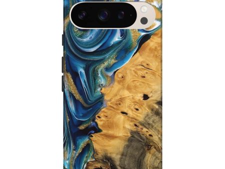 Pixel 9 Pro XL Wood Live Edge Phone Case - Emmet (Teal & Gold, 747204) Fashion