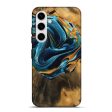 Galaxy S25 Plus Wood Live Edge Phone Case - Aspen (Teal & Gold, 746841) Online Sale