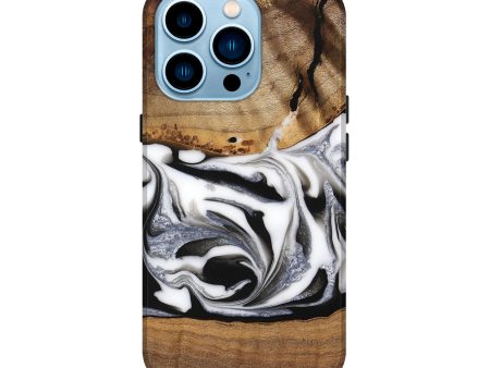 iPhone 14 Pro Wood Live Edge Phone Case - Jovie (Black & White, 747193) Cheap