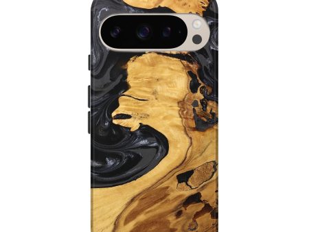 Pixel 9 Wood Live Edge Phone Case - Geo (Black & White, 747197) For Sale