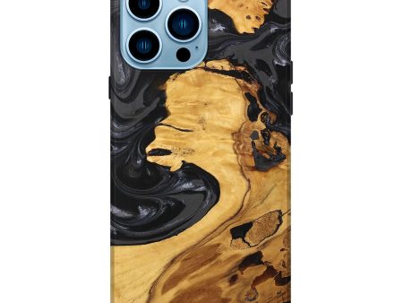 iPhone 14 Pro Max Wood Live Edge Phone Case - Geo (Black & White, 747197) Online