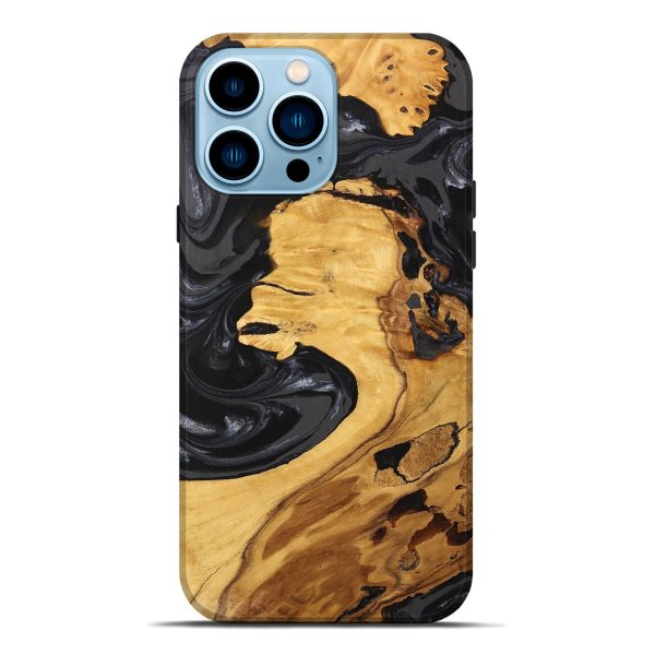 iPhone 14 Pro Max Wood Live Edge Phone Case - Geo (Black & White, 747197) Online