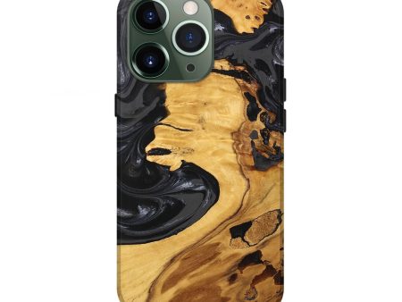 iPhone 13 Pro Wood Live Edge Phone Case - Geo (Black & White, 747197) Cheap