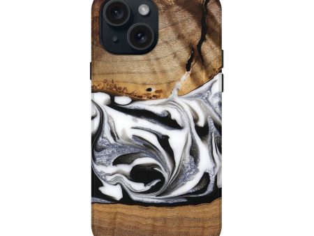 iPhone 15 Wood Live Edge Phone Case - Jovie (Black & White, 747193) Fashion