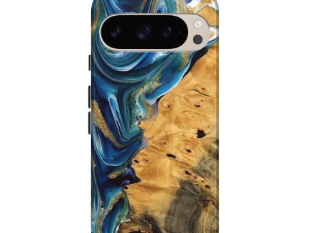 Pixel 9 Wood Live Edge Phone Case - Emmet (Teal & Gold, 747204) For Cheap