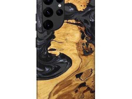 Galaxy S22 Ultra Wood Live Edge Phone Case - Geo (Black & White, 747197) Hot on Sale