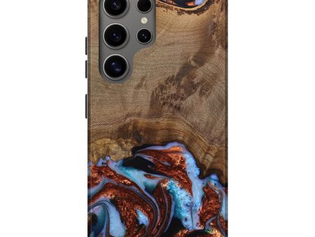 Galaxy S25 Ultra Wood Live Edge Phone Case - Andrei (Teal & Gold, 742962) Hot on Sale