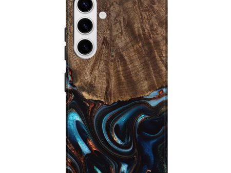 Galaxy S25 Plus Wood Live Edge Phone Case - Trystan (Teal & Gold, 741619) For Discount