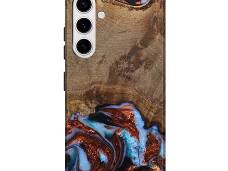 Galaxy S25 Plus Wood Live Edge Phone Case - Andrei (Teal & Gold, 742962) For Sale